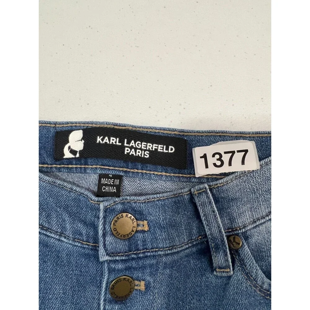 Karl Lagerfeld Paris Button Fly Raw Released Step Hem Jeans - Women's 4 - Picture 11 of 11
